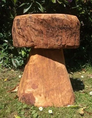 £35 • Buy Chainsaw Carved Oak Wood Mushroom Stool, Toadstool Seat, Solid Carved Log Chair.