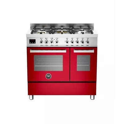 Bertazzoni 90cm Dual Fuel 5 Burner2 Oven Range Cooker PRO905-MFED-ROE Gloss RED • £1999