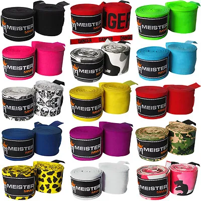 MEISTER 180  SEMI-ELASTIC HAND WRAPS - PAIRS MMA Boxing Mexican Lot ALL COLORS • $21.49