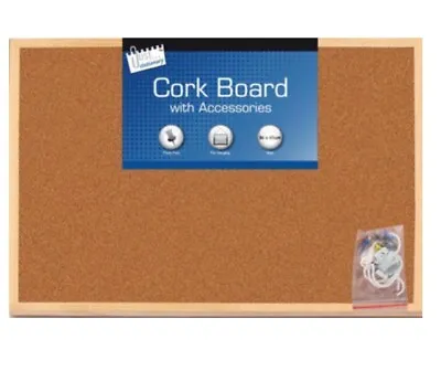 Large Cork Board With Accessories Hanging Board 30cm X 45cm • £6.59