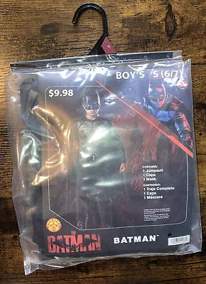 New Boys THE BATMAN Movie Basic Halloween Costume Jumpsuit Cape Mask Size 6/7 • $9.99