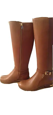 Michael Kors Arley Riding Flat Boot Leather Luggage 5 1/2 - MSRP $325 • $59.99