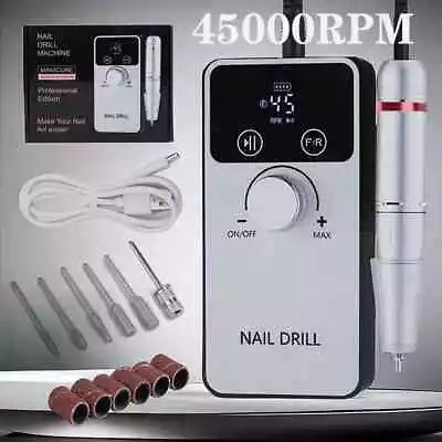 New 45000RPM LCD Portable  Rechargeable Electric Nail Drill Manicure Machine • $34.99
