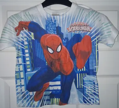 Boys Short Sleeve T-Shirt - Marvel - Ultimate Spiderman - White - Age 3-4 Years • £1.29