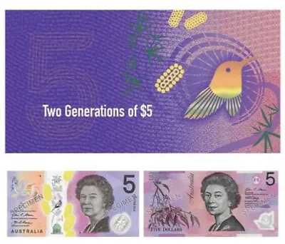$60 • Buy Two Generations RBA $5 Banknote Folder OLD 2015 & NEW 2016 Australian Currency