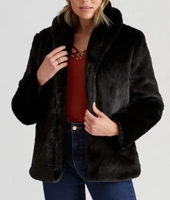 $56 • Buy New With Tags, Rrp $130,  Crossroads Size 14 Black Faux Fur Coat / Jacket
