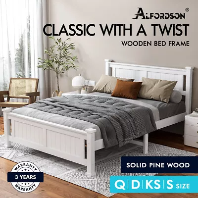 $229.95 • Buy ALFORDSON Bed Frame Queen Double King Single Size Wooden Mattress Base Arne
