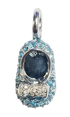 Beautiful 18KW  Aaron Basha  Aquamarine & Diamond Shoe Charm/ Pendant • $1495