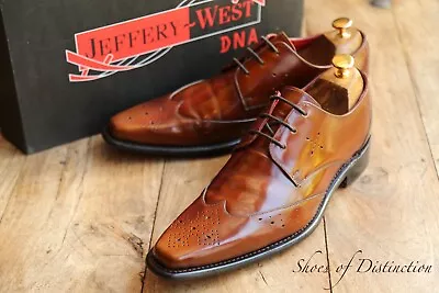 Jeffery West Tan Brown Leather Derby Brogue Lace Up Shoes UK 8 F US 9 EU 42 • £129