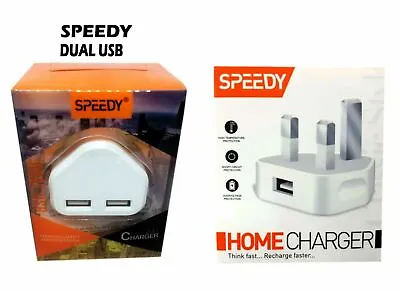 Fast Dual 2 Port USB Charger 1 Port USb 3 Pin UK Mains Wall Plug Adapter 2.1A • £1.49