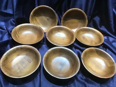 BILLINGS MISSOURI BURL WALNUT Set Of 8 SALAD BOWLS Mid Century Modern EXCELLENT  • $19.99