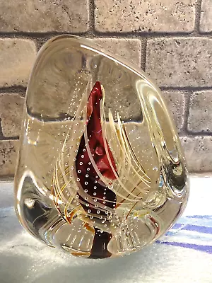 Rollin Karg Art Glass Sommerso Controlled Bubble 5  Sculpture 4.9lbs Paperweight • $224.55