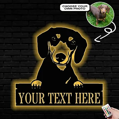 Personalized Dachshund Dog Metal Sign Led Lights Custom Name Photo Metal Sign • $89.99