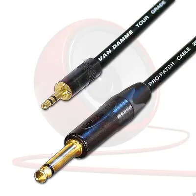 Stereo Mini Jack To Mono 1/4  Jack Lead. 3.5mm Mini. Ipod / Amp Cable. Van Damme • £11.29