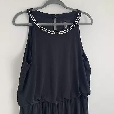 NWOT Macy’s Size 1X Women’s Black Sleevless Jumpsuit Metal Accent Neckline • $45