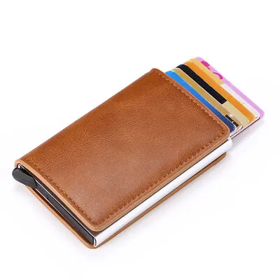 £6.99 • Buy Credit Card Holder RFID Blocking Wallet Auto Pop Up Leather Metal Money Clip