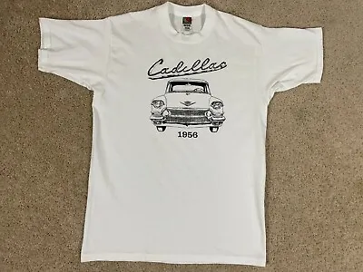 Vintage Fruit Of The Loom T-Shirt White Mens Large Made In USA 1956 Cadillac • $15