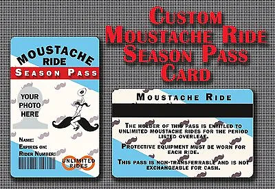 Moustache Ride Season Pass Novelty Gag Gift Mustache | Birthday Valentines Hens • $9.78