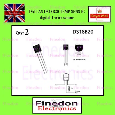 2 X DS18B20 Temperature Sensor Dallas 18B20 1-WIRE Digital Thermometer • £3.68