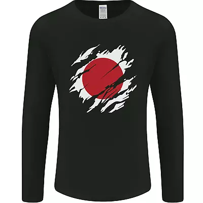 Torn Japan Flag Japanese Day Football Mens Long Sleeve T-Shirt • £11.99