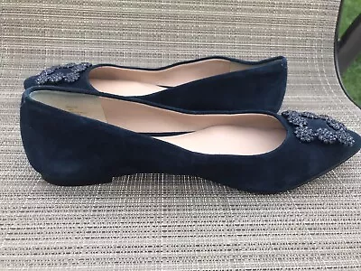 Karl Lagerfeld Paris Nara Blue & Black Flats Size 7M • $44.99