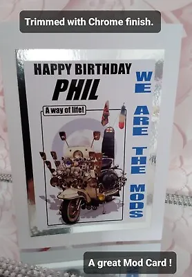 Mods Scooter Northern Soul  Birthday Card. PERSONALISED • £4.95