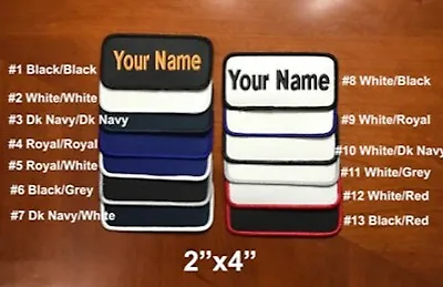 IRON-On Custom Embroidered Name Patch Name Tag Name Badge Rectangular 2 X4  • $5.99