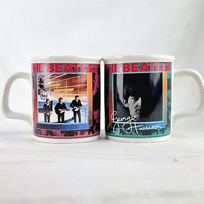 Vintage THE BEATLES Paul & George Coffee Mugs 1991 Apple Corps Ltd Collectable • $49.97