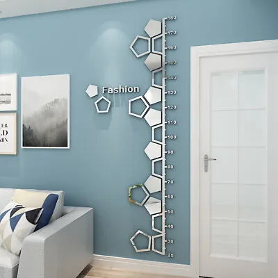 $16.22 • Buy Acrylic Mirror Height Measure Wall Sticker Kids Growth Chart Room DIY Art Chart 