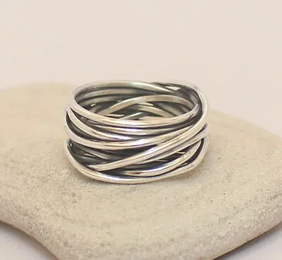 Solid 925 Sterling Silver Band& Meditation Statement Ring Handmade Ring All Size • $17.99