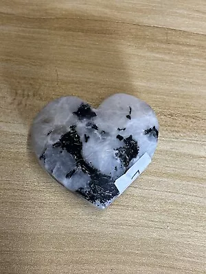 RAINBOW MOONSTONE  HEART -natural-crystal • £12