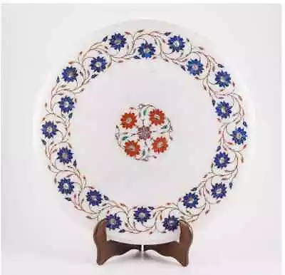 24  White Marble Table Top Coffee Center Inlay Pietra Dura Mosaic Home Decor H2 • $801