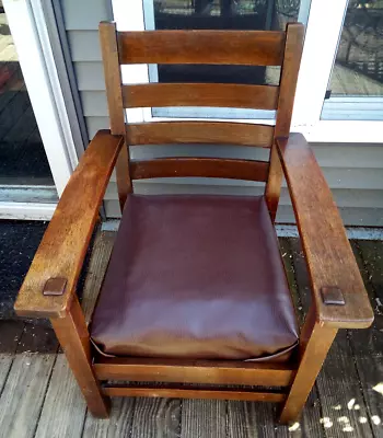 Antique Mission Oak Armchair Barber Brothers Co Arts & Crafts Stickley Era Chair • $190