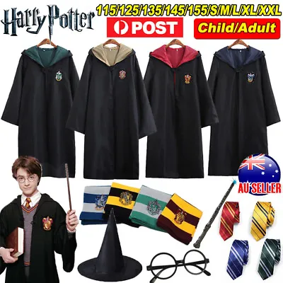 $31.99 • Buy Harry Potter Gryffindor Ravenclaw Slytherin Robe Cloak Tie Scarf Wand Costume AU