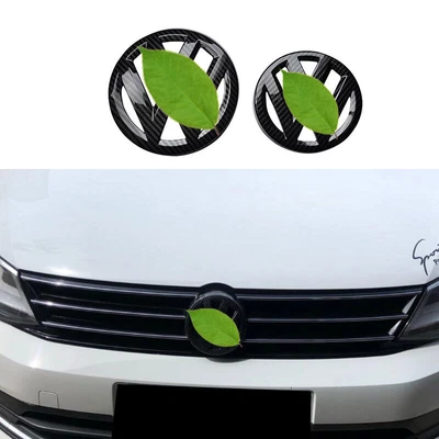 $30.07 • Buy For VW Jetta MK6 2015-2018 Carbon Fiber Front Rear Logo Emblem Badge Cover 2PCS