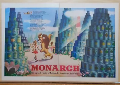 1948 Two Page Magazine Ad For Monarch Foods - Luke The Lion & Friend Explore • $4.95