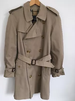 Burberry Mens S Small  36-38 Vintage Trench Check Lined Coat Raincoat Jacket Mac • $95.74