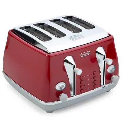 $179 • Buy NEW DeLonghi Icona Capitals 4 Slice Toaster CTOC4003 T. Red