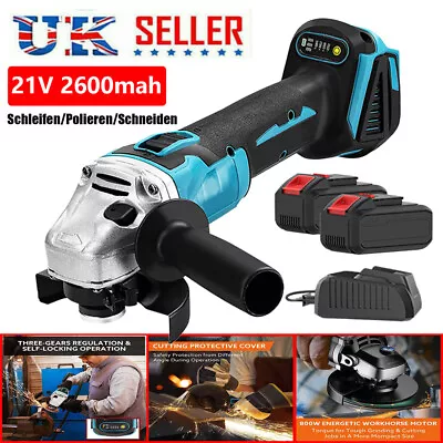 21V Cordless Angle Grinder Brushless 125mm With Battery & Charger & 9*Disc Kit • £43.95