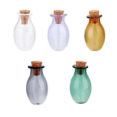 Small Glass Bottles With Cork Stoppers Wishing Bottles Decorative Accessory Mini • £3.98