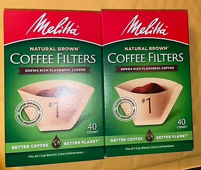 Melitta Premium #1 Cone Paper Coffee Filters Natural Brown 40 Count - 2 Pack • $12