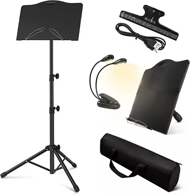 Sheet Music Stand-Metal Professional Portable Music Stand With Bag & Music Light • $29.99