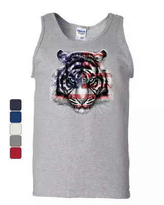 American White Tiger Tank Top Stars And Stripes Wild Cat Nature Sleeveless • $20.95