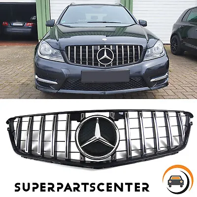 Chrome GT Front Grille Grill W/Star For Mercedes Benz W204 C250 C300 C350 08-13 • $81.39