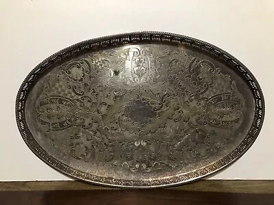 £9.99 • Buy Vintage Viners Of Sheffield Alpha Plate Gallery Chased Oval Serving Tray.