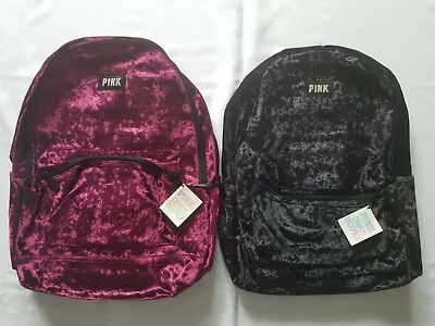 Victoria's Secret PINK Velvet Campus Backpack Laptop School Travel Bag Rare Gift • $54.99