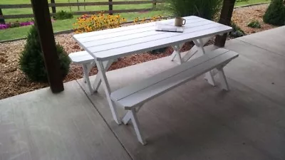 A&L Furniture Co. Amish-Made Pine Cross-Leg Picnic Tables With Benches - 4 Sizes • $479