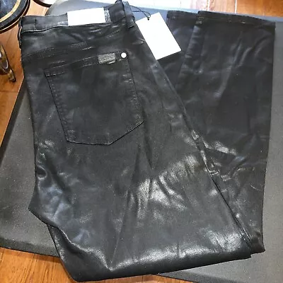 7 For All Mankind Sz 32 The Ankle Skinny Black Coated Maternity Jeans NWT $205 • $44.99