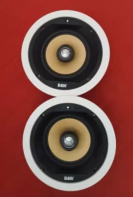 2x Bowers & Wilkens B&W CCM 65 White Wired 130W 8 Ohm Round In-Ceiling Speakers  • £49