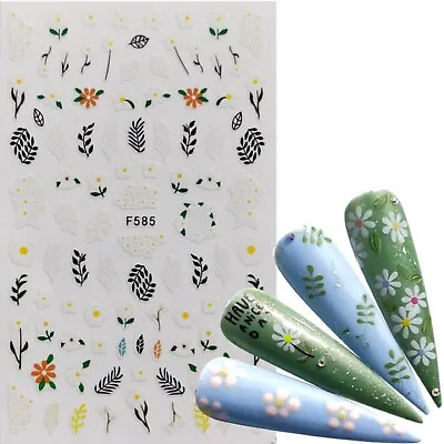 Nail Art Stickers Transfers Decals Spring Flowers Floral Fern Daisy Daisies 585 • £1.65